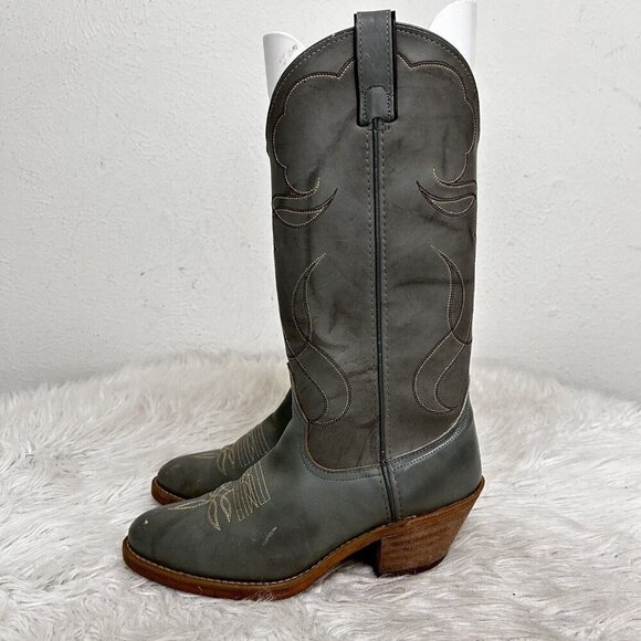 ACME Other - ACME Made in USA Gray Leather Western Cowboy Work Tall Rider Boots Men's 6.5 D